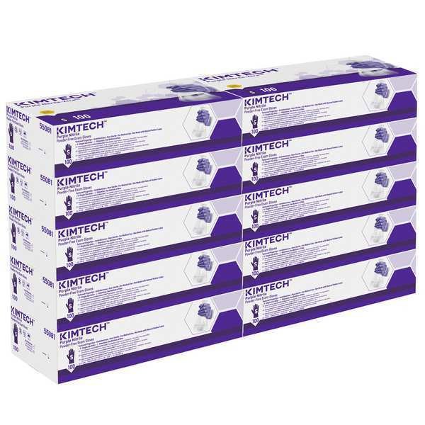 Purple Nitrile, Nitrile Exam Gloves, 6 mil Palm, Beaded Cuff, Powder-Free, S, 1000 PK, Purple, Kimtech, Mfr#: 55081