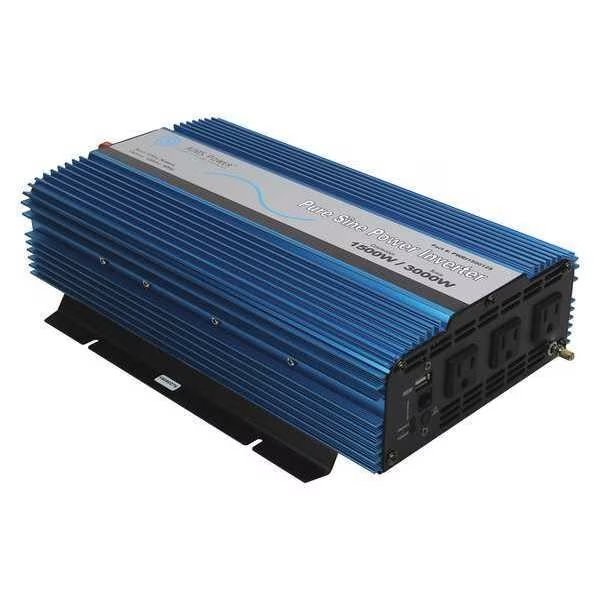 Power Inverter, Pure Sine Wave, 3,000 W Peak, 1,500 W Continuous, 3 Outlets, Aims Power, Mfr#: PWRI150012120S