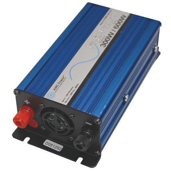 Power Inverter, Pure Sine Wave, 600 W Peak, 300 W Continuous, 1 Outlets, Aims Power, Mfr#: PWRI30012S