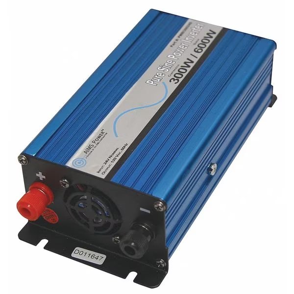 Power Inverter, Pure Sine Wave, 600 W Peak, 300 W Continuous, 1 Outlets, Aims Power, Mfr#: PWRI30024S