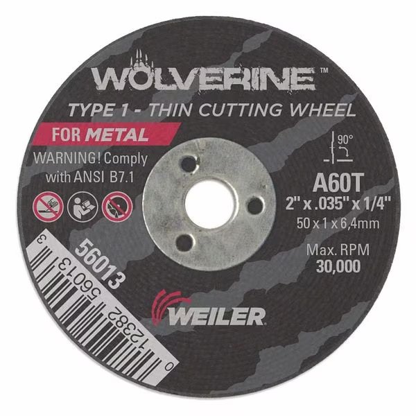 CW, 2" x 0.035" x 1/4", A60TWB, Weiler, Mfr#: 56013