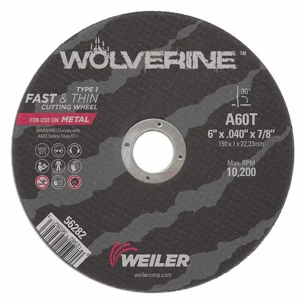 CW, 6" x 0.040" x 7/8", A60T, TYP1, Weiler, Mfr#: 56282