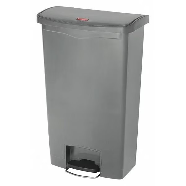 18 gal Rectangular Trash Can, Gray, Resin, Rubbermaid Commercial, Mfr#: 1883604