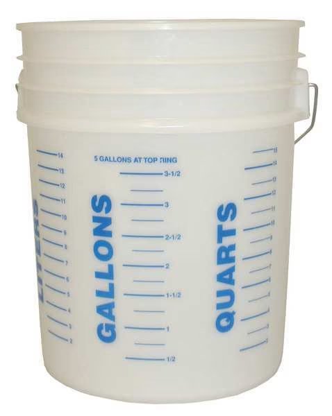 Mixing Bucket, 11 7/8 in W x 15 in L, 5 gal, Translucent, Plastic, Kraft Tool, Mfr#: GG468