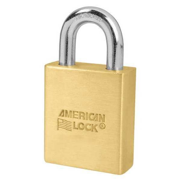 Padlock, Coreless, Standard Shackle, Rectangular Brass Body, Boron Shackle, 3/4 in W, American Lock, Mfr#: A3900SWO