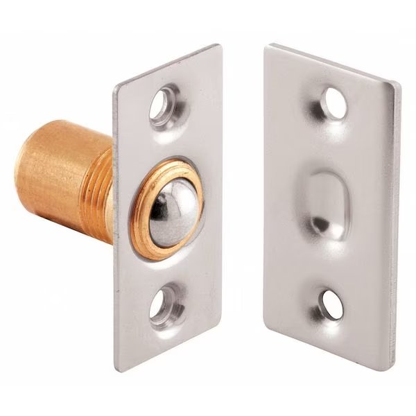 Ball Bullet Catch and Strike, Satin Nickel Finished Solid Brass (Single Pack), Primeline Tools, Mfr#: N 7288