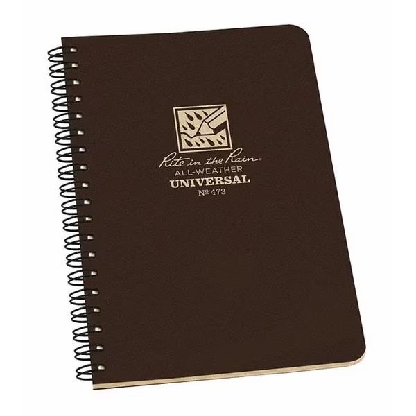 Spiral Notebook, 4-5/8 x 7" Sz, Br Cover, Rite In The Rain, Mfr#: 473