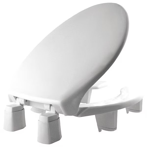 Toilet Seat, With Cover, Plastic, Elongated, White, Bemis, Mfr#: 3L2150T 000