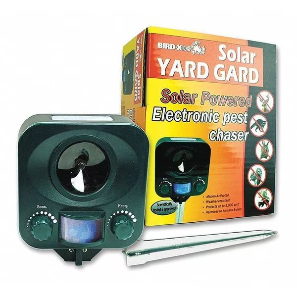 Ultrasonic Animal Repeller, IR Sensor, Bird-X, Mfr#: YG-SOLAR