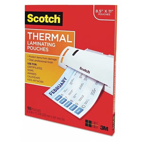 Pouch, Thermal, 3mm, Clear, PK100, Scotch, Mfr#: TP3854-100