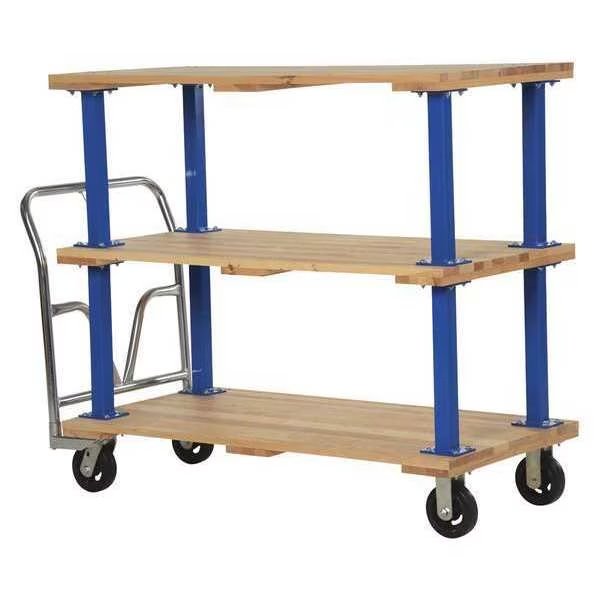 Triple Deck Hardwood Platform Cart 1600 lb Mold-On-Rubber Caster 27x54, Vestil, Mfr#: VHPT/TD-2754