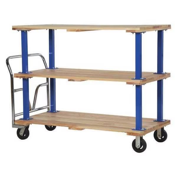 Triple Deck Hardwood Platform Cart 1600 lb Mold-On-Rubber Caster 30x60, Vestil, Mfr#: VHPT/TD-3060