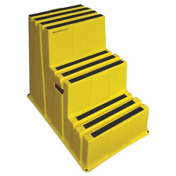 3 Steps, Plastic Step Stand, 500 lb. Load Capacity, Yellow, EnjoyTool Select, Mfr#: 44ZJ63