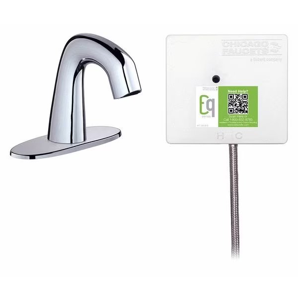 Sensor 4" Mount, 3 Hole Mid Arc Bathroom Faucet, Polished chrome, Chicago Faucet, Mfr#: EQ-A12A-13ABCP
