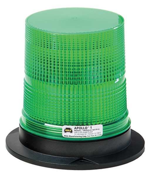 LED Warning Light, Green, 12/100VDC, Wolo, Mfr#: 3077P-G