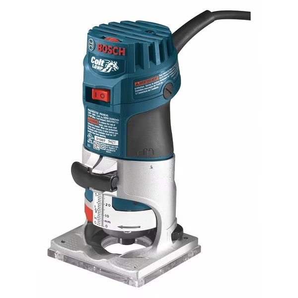 Palm Router Combo Kit, 1 HP, 120V, 5.6A, Bosch, Mfr#: PR20EVS