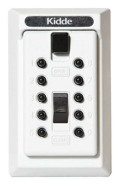 Lock Box, White, Surface, PushButton, 5 Keys, Kidde, Mfr#: 1408