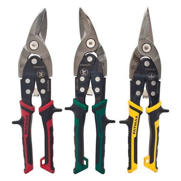 Aviation Snip Set, Left/Right/Straight, 12 5/16 in, Chromium Vanadium, TPR, Stanley, Mfr#: FMHT73558