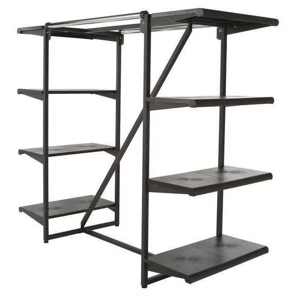 Double Hangrail Frame with Shelves, 38-1/4"D x 24"W x 54"H, Black, Econoco, Mfr#: K411/B