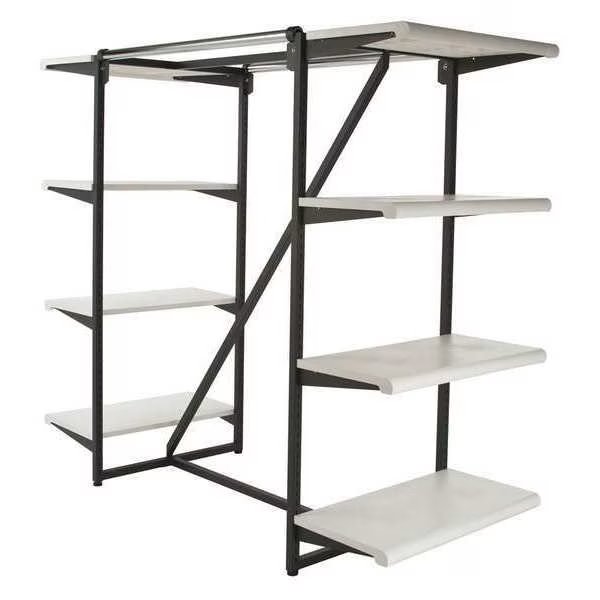 Double Hangrail Frame with Shelves, 38-1/4"D x 24"W x 54"H, Black/White, Econoco, Mfr#: K411/W