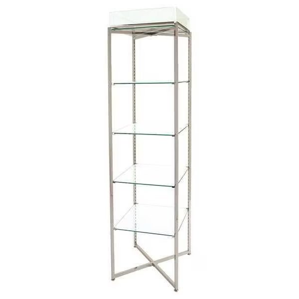 Folding Glass Tower, 18"D x 18"W x 68"H, Silver, Econoco, Mfr#: FLT68CGLS