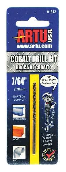 7/64" Cobalt Jobber Length Drill Bit, Artu, Mfr#: 01312