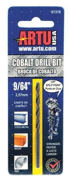 9/64" Cobalt Jobber Length Drill Bit, Artu, Mfr#: 01316