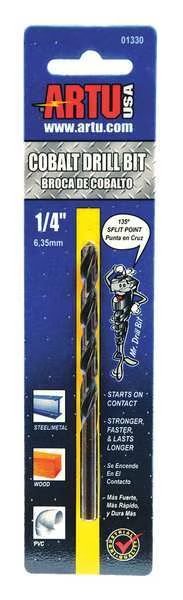 1/4" Cobalt Jobber Length Drill Bit, Artu, Mfr#: 01330
