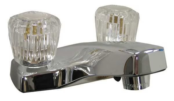 Manual 4" Mount, 2 Hole Low Arc Bathroom Faucet, Chrome, Dominion Faucets, Mfr#: 77-1005