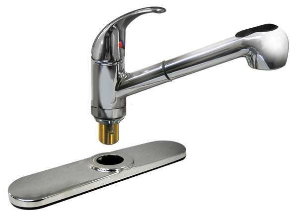 Manual, Single Hole Mount, 1 or 3 Hole Low Arc Pull Out Kitchen Faucet, Dominion Faucets, Mfr#: 77-2115
