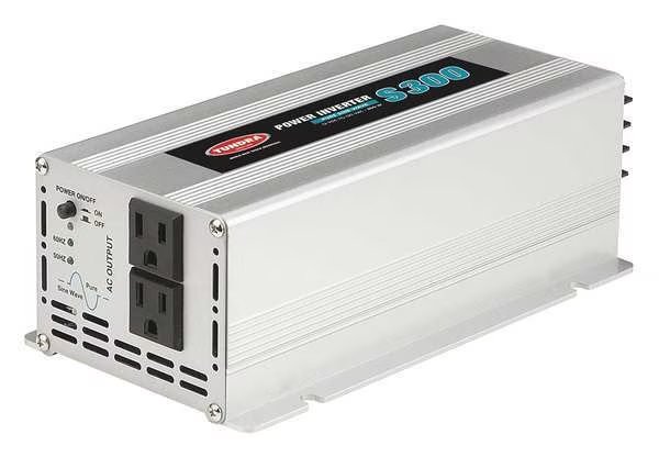 Power Inverter, Pure Sine Wave, 600 W Peak, 300 W Continuous, 2 Outlets, Tundra, Mfr#: S300