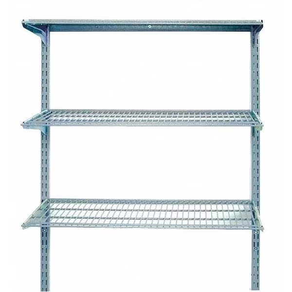 33 In. W x 31.5 In. H Gray Wall Mount Shelving Unit with 3 Steel Wire Shelves & Mounting Hardware, Triton Products, Mfr#: 1795