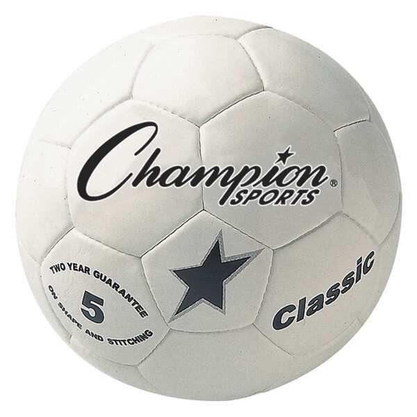 Soccer Ball, White/Black, Size 5, Composite Cover, Champion Sports, Mfr#: CLASSIC5