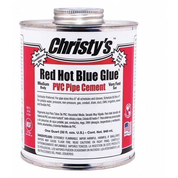 PVC Cement, Blue, 32 oz., Christys, Mfr#: RH-RHBV-QT-6