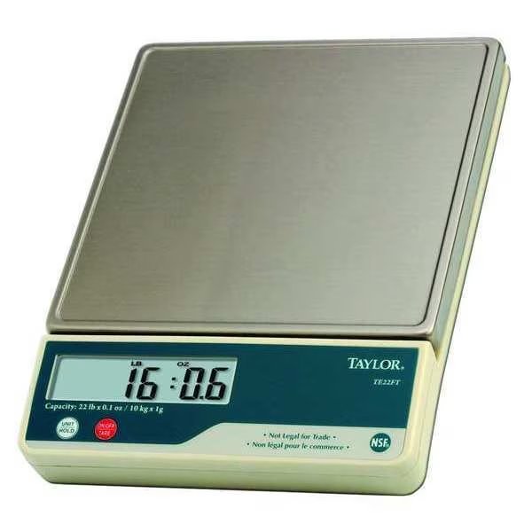 Portioning Scale, 22 lb., 12-1/4 in. L, SS, Taylor, Mfr#: TE22FT