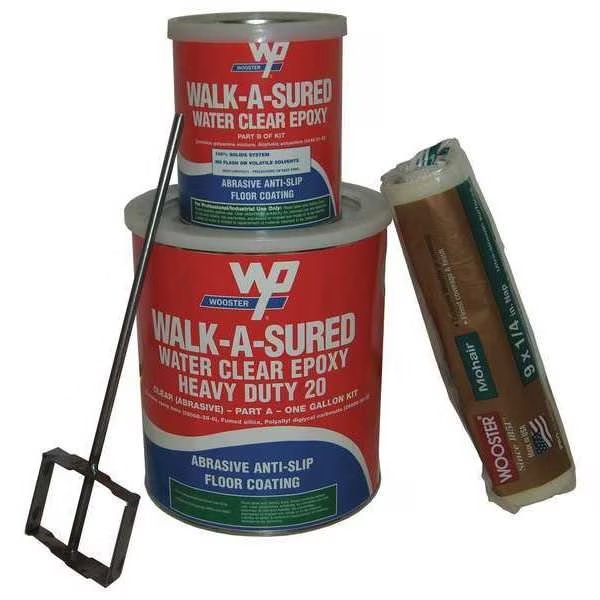 1 gal Anti-Slip Floor Coating, Anti-Slip Finish, Clear, 100% Solid Base, Wooster Products, Mfr#: WAS20.CLR