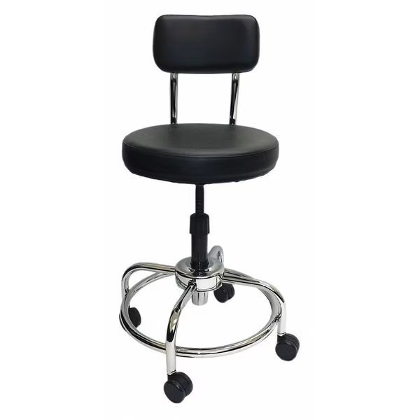 Round Stool with Backrest, Height 19" to 36"Black, Shopsol, Mfr#: 3010011