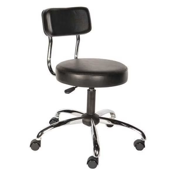 Round Stool with Backrest, Height 17" to 22"Black, Shopsol, Mfr#: 3010012