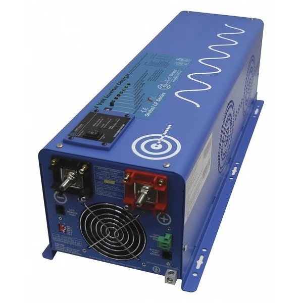 Power Inverter and Battery Charger, Pure Sine Wave, 18,000 W Peak, 6,000 W Continuous, 1 Outlets, Aims Power, Mfr#: PICOGLF60W24V240VS