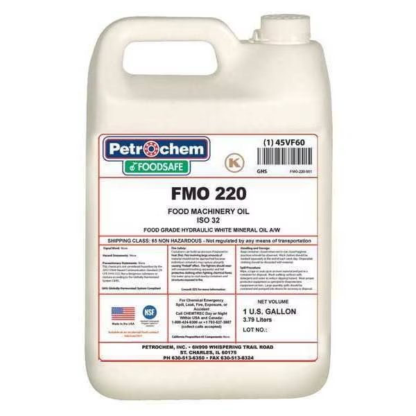 1 gal Pail, Hydraulic Oil, 220 ISO Viscosity, 50 SAE, Petrochem, Mfr#: FMO 220-001