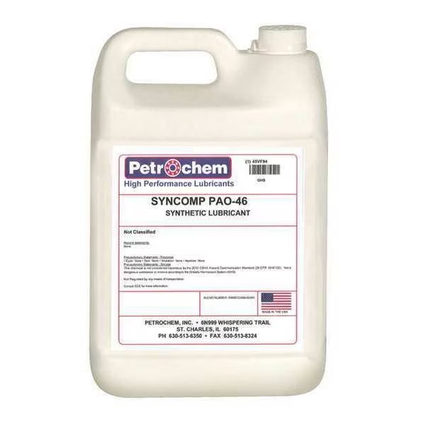 Compressor Oil, 1gal, Jug, Polyalphaolefin, Petrochem, Mfr#: SYNCOMP PAO-46-001