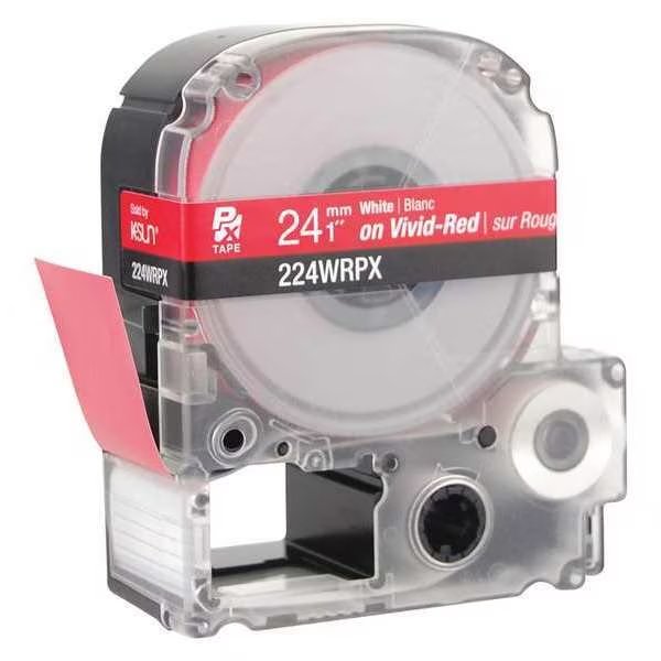 Label Cartridge, White on Red, Labels/Roll: Continuous, Epson, Mfr#: 224WRPX