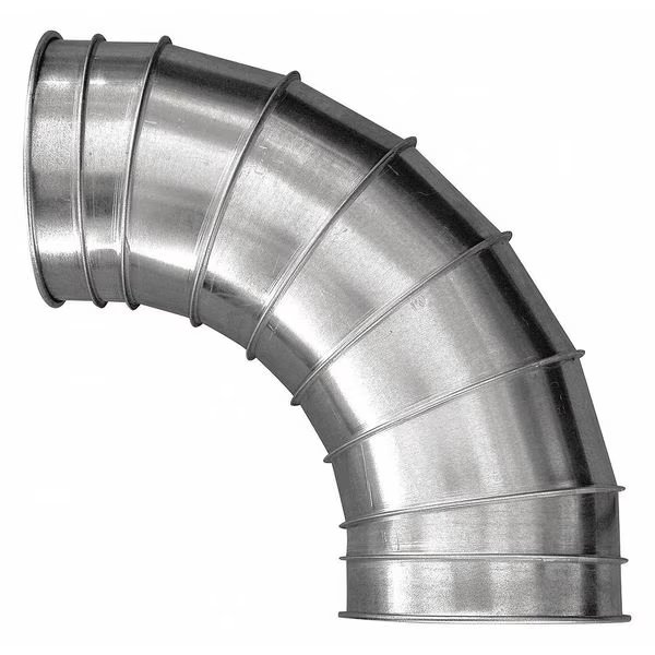 Round 90 Degree Elbow, 9 in Duct Dia, Galvanized Steel, 22 GA, 20 1/4 in W, 20-1/4" L, 9 in H, Nordfab, Mfr#: 8040400008