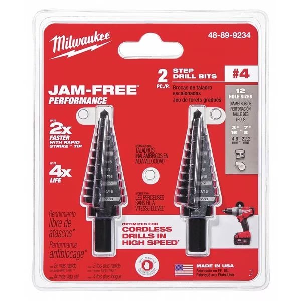 Step Drill Bit Set #4 - 2PC, Milwaukee Tool, Mfr#: 48-89-9234