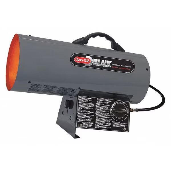 Forced Air Portable Gas Heater, Liquid Propane, 30,000 to 60,000 BtuH, Dyna-Glo, Mfr#: RMC-FA60DGD