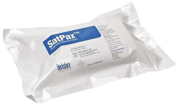Cleanroom Prewet Wipes, White, Soft Pack, 45% Polyester, 55% Cellulose, 9 in x 6 in, Unscented, Berkshire, Mfr#: SPXC1000.02.12R
