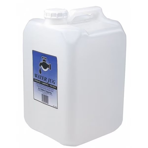 Water Container, 4.5 gal. Cap., Clear, HDPE, Midwest Can, Mfr#: 9119