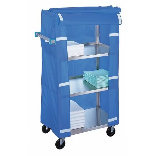 Stainless Steel 4-Shelf Linen Cart w/Cover, 300 lb Capacity, Lakeside, Mfr#: 332