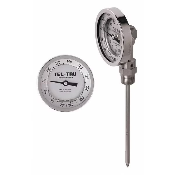 Analog Dial Thermometer, Stem 6" L, Tel-Tru, Mfr#: BC550R-0653