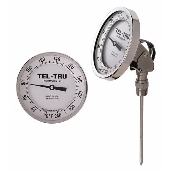 Analog Dial Thermometer, Stem 6" L, Tel-Tru, Mfr#: AA575R-0667